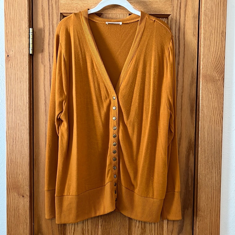 Zenana Premium Orange Snap Cardigan
